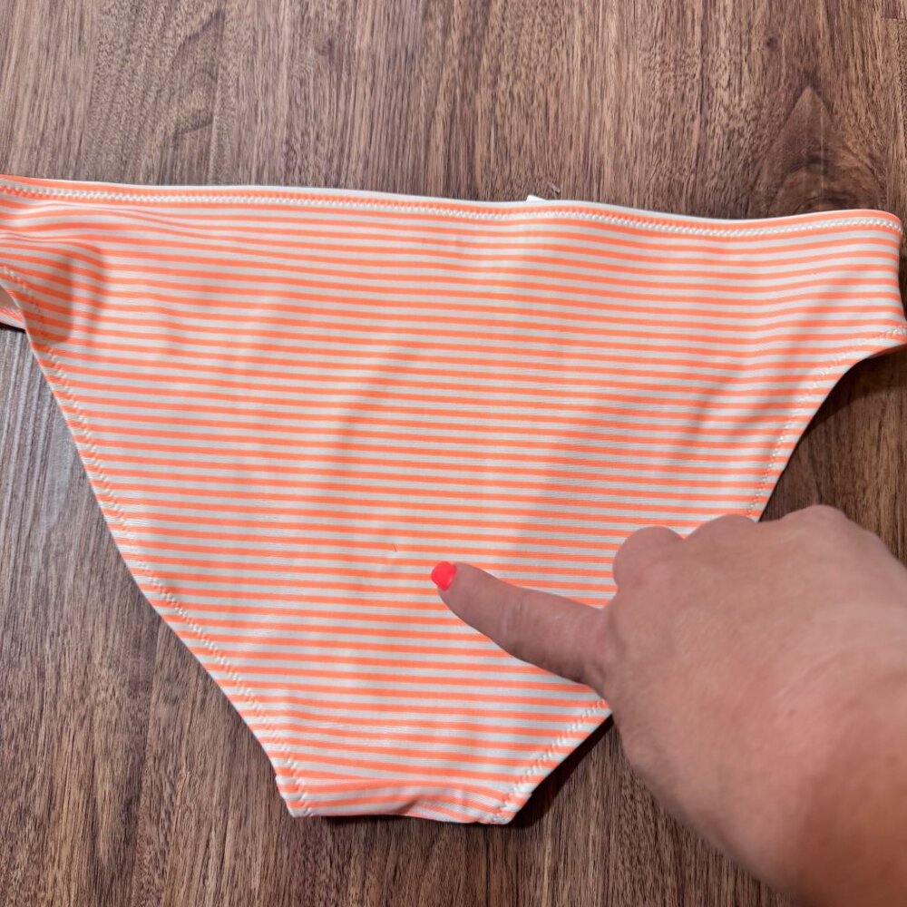 Aerie Orange Stripe MED‎ Ruffle Bikini Top LARGE Bottom Two Piece Swimsuit READ - Picture 12 of 13